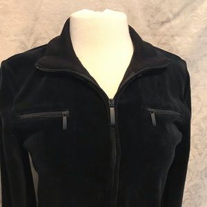 LAUREN Ralph Lauren Black Velvet Track Jacket Sweater Velour S Small